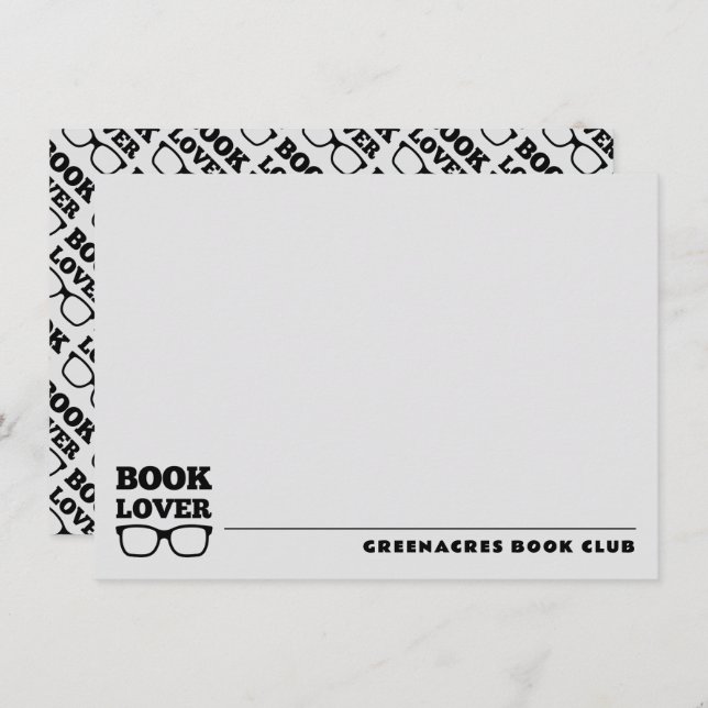 Personalized Book Club Flat Note Card (Front/Back)