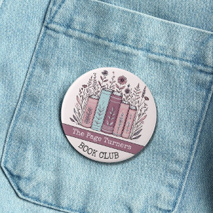 Personalized Book Club Floral Button
