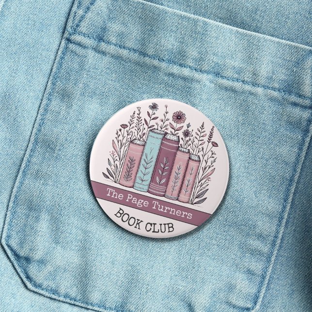 Personalized Book Club Floral Button (Creator Uploaded)