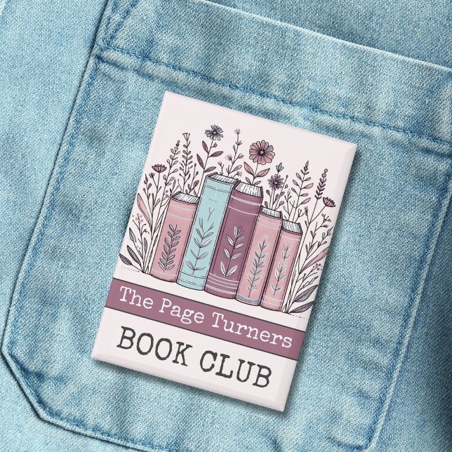 Personalized Book Club Floral Button (Creator Uploaded)