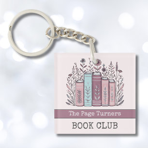 Personalized Book Club Floral Keychain