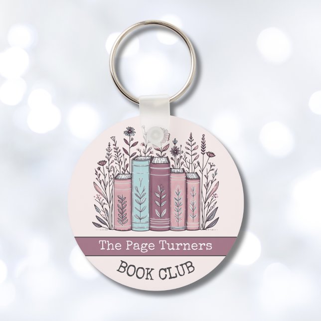 Personalized Book Club Floral Keychain (Creator Uploaded)