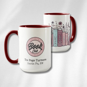 Personalized Book Club Logo & Floral Mug