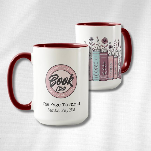 Personalized Book Club Logo & Floral Mug (Creator Uploaded)
