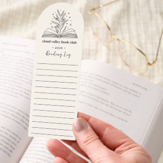 Personalized Book Club Reading Log Bookmarks