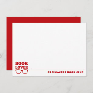 Personalized Book Club Reading Lover Flat Note Card