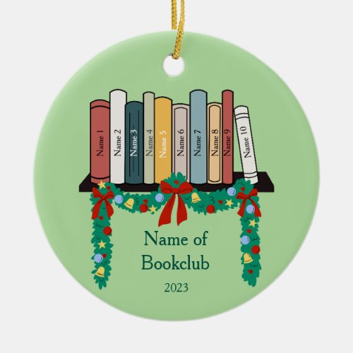 Personalized Book Club with Names and Year Ceramic Ornament
