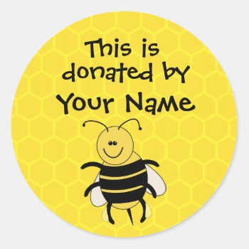 Personalized Book Donation Sticker Honeybee Custom by alinaspencil at Zazzle