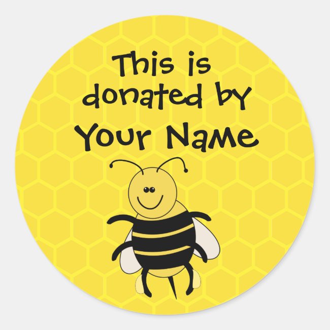 Personalized Book Donation Sticker Honeybee Custom