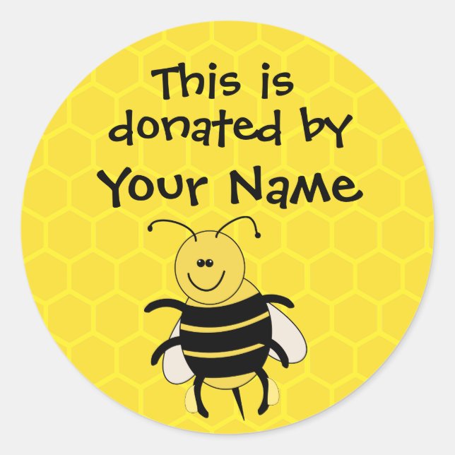 Personalized Book Donation Sticker Honeybee Custom (Front)