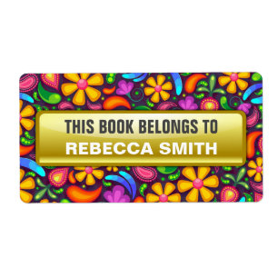 Personalized Book Labels   Floral Bookplate Label