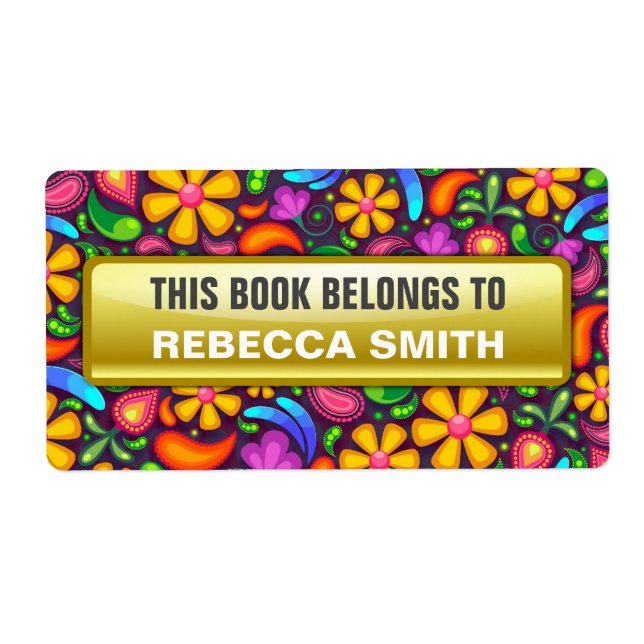 Personalized Book Labels | Floral Bookplate Label (Front)