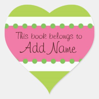 Personalized Book Lable Heart Sticker by jgh96sbc at Zazzle