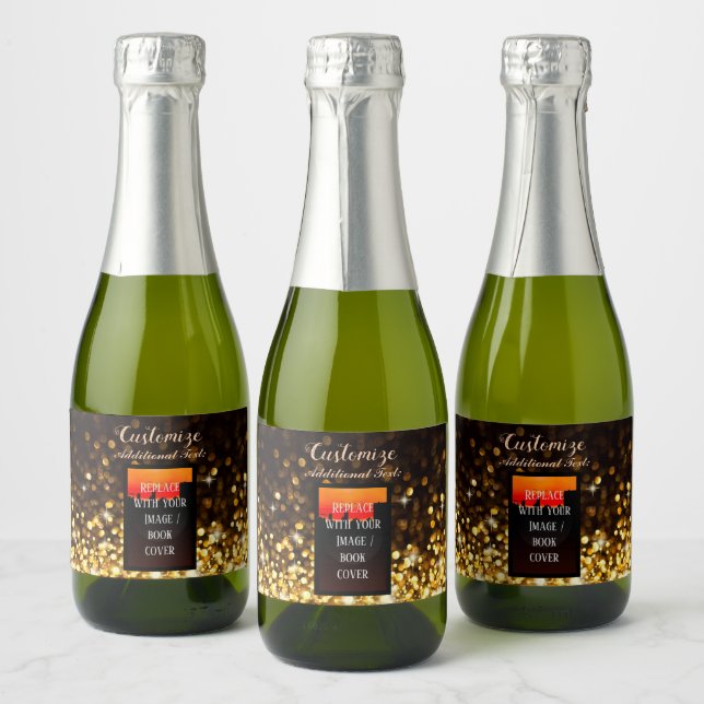 Personalized Book Launch Gold Mini Sparkling Wine Label (Bottles)