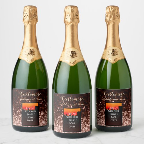 Personalized Book Launch Rose Gold Sparkling Wine Label