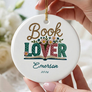 Personalized Book Lover Christmas Ornament