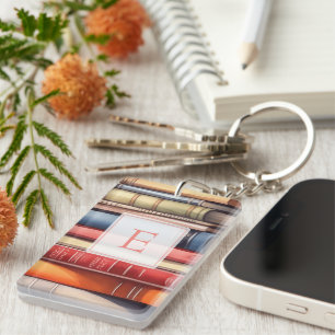 Personalized Book Lover Monogram  Keychain