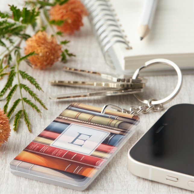 Personalized Book Lover Monogram  Keychain (Front Right)