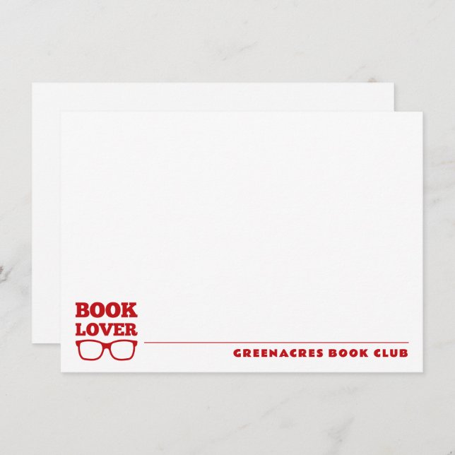 Personalized Book Lover's Book Club Flat Note Card (Front/Back)