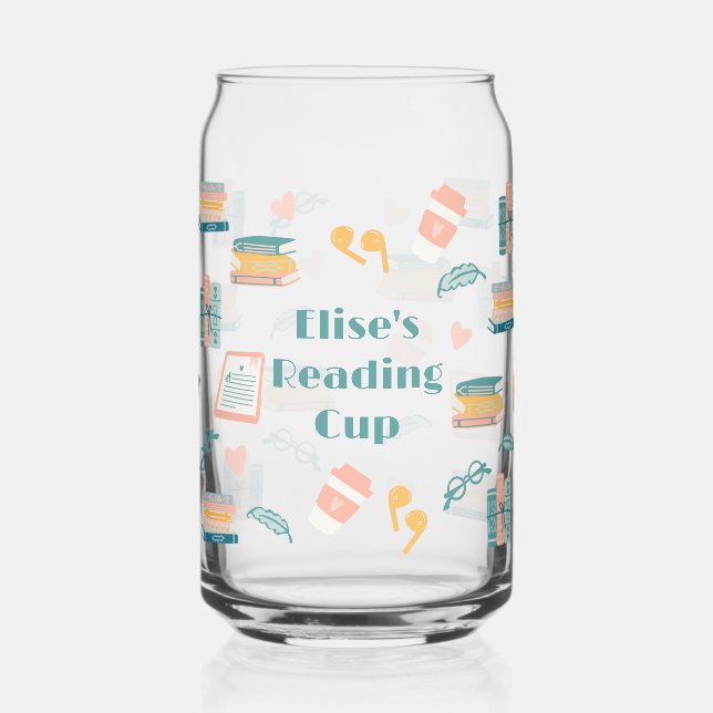 Personalized Book Lovers Drinkware Can Glass (Left)