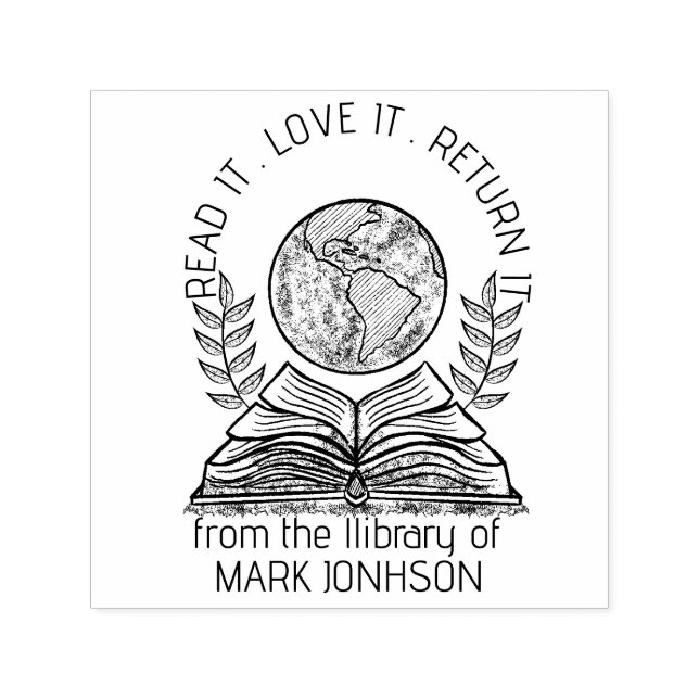 Personalized BOOK Lovers EDIT Wood EMBOSSER Rubber Self-inking Stamp (Design)