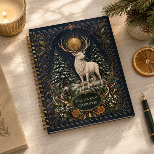 Personalized Book of Yule Deer Spiral Notebook