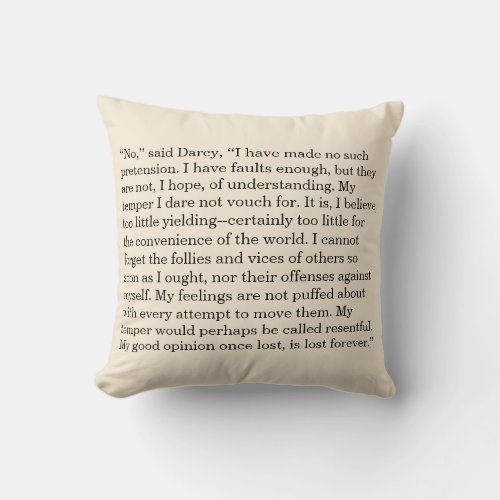 Personalized Book Quote Text Excerpt Throw Pillow