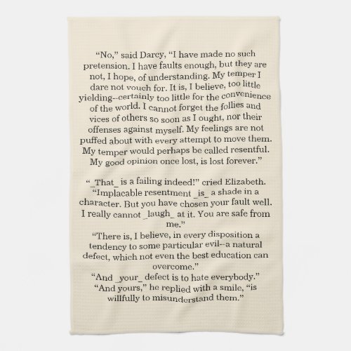 Personalized Book Quote Text Pride  Prejudice Kitchen Towel