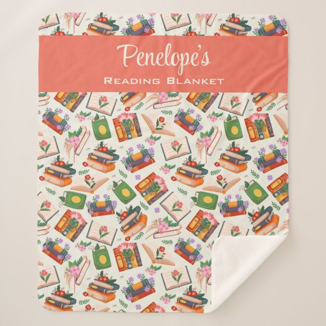 Personalized Book Reading  Sherpa Blanket (Front)