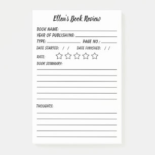 Personalized Book Review & info Post-it Notes