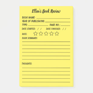 Personalized Book Review & info Post-it Notes