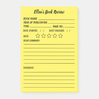 Personalized Book Review & info Post-it Notes
