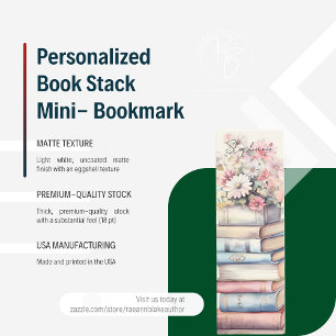 Personalized Book Stack Mini Bookmark Business Card