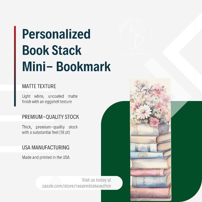 Personalized Book Stack Mini Bookmark Mini Business Card (Creator Uploaded)