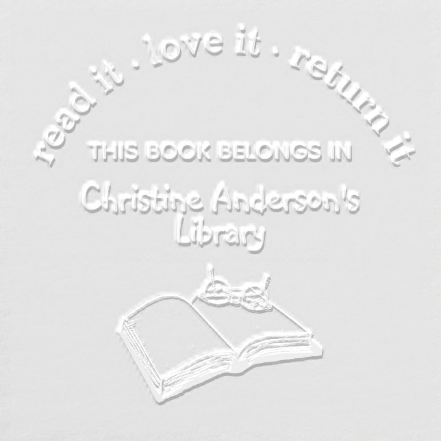 Personalized Book Stamp Read It Love It Return Embosser (Design)