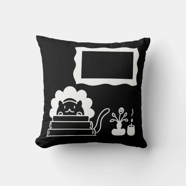 Personalized Book Titles and Picture Frame Throw Pillow (Front)