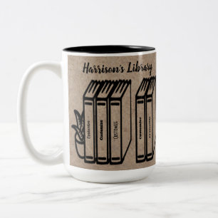 Personalized Book Titles Library  Two-Tone Coffee Mug