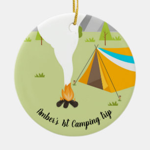 Personalized Book with a camping theme Ceramic Ornament