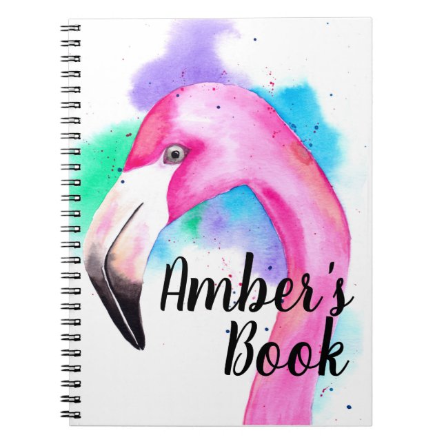 Personalized Book with a flamingo watercolour (Front)