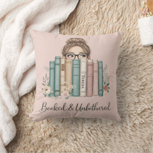Personalized Booked and Unbothered Book Lover Throw Pillow