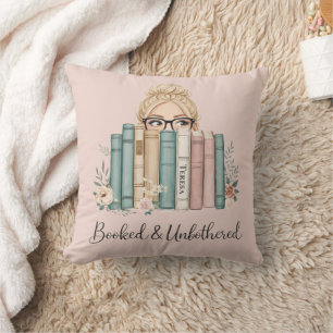 Personalized Booked and Unbothered Book Lover Throw Pillow