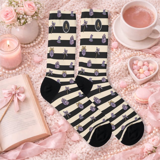 Personalized Bookish Girl Academy Wizard Black Socks (Creator Uploaded)