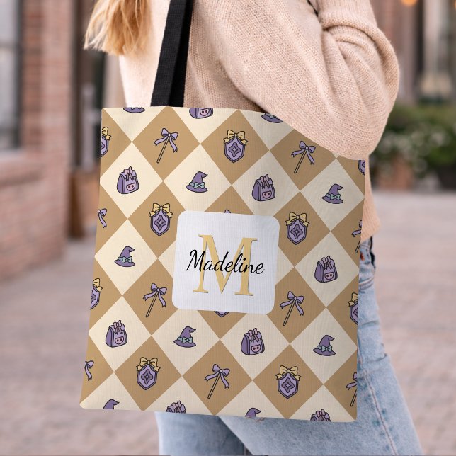 Personalized Bookish Girl Academy Wizard Gold Tote Bag (Creator Uploaded)