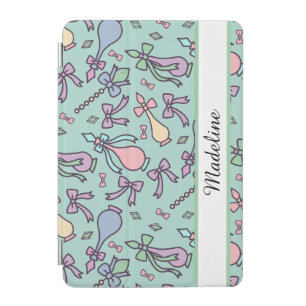 Personalized Bookish Girl Cute Bow Name Green iPad Mini Cover