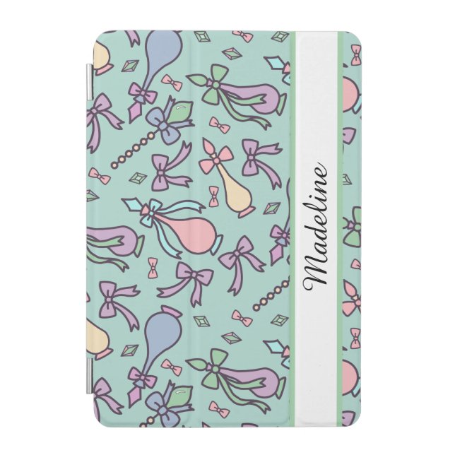 Personalized Bookish Girl Cute Bow Name Green iPad Mini Cover (Front)