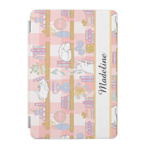 Personalized Bookish Girl Cute Cat Name Pink  iPad Mini Cover