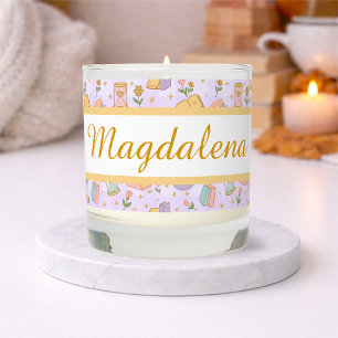 Personalized Bookish Girl Magic Wizard Purple Scented Candle