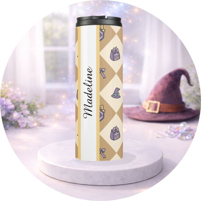Personalized Bookish Girl Tumbler Wizard Gold (Creator Uploaded)