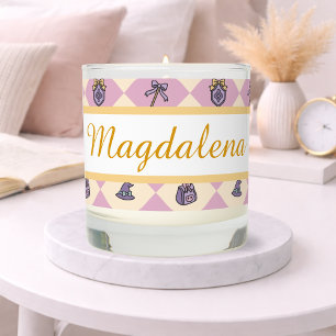 Personalized Bookish Girl Wizard School Light Pink Scented Candle