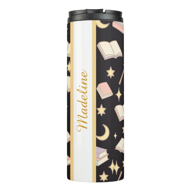 Personalized Bookish Girly Dark Magic Cute Name Thermal Tumbler (Back)